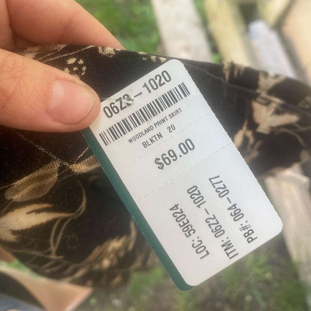 Vintage Orvis‎ Floral Woodland Floral Print Linen Blend Black Cream Size 20 NWT - Picture 7 of 8